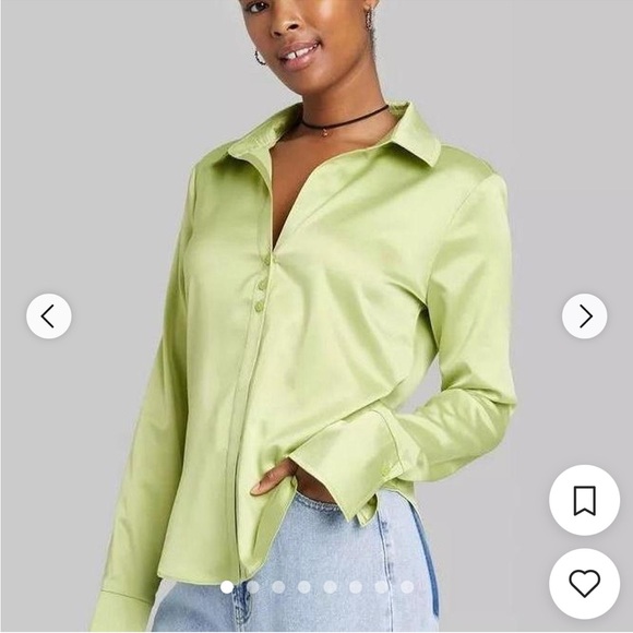 Wild Fable Women’s Green Satin Blouse - Picture 1 of 5